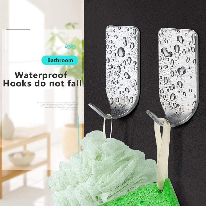 Newraturner Adhesive Hooks, 32-Pack Heavy Duty Wall Hooks Stainless Steel Waterproof Hangers for Kitchen, Bathroom, Bags, Towel, Coat, Keys, Robe, Home, Offices (16 Small + 16 Big) (Hooks - 32p) - Image 2